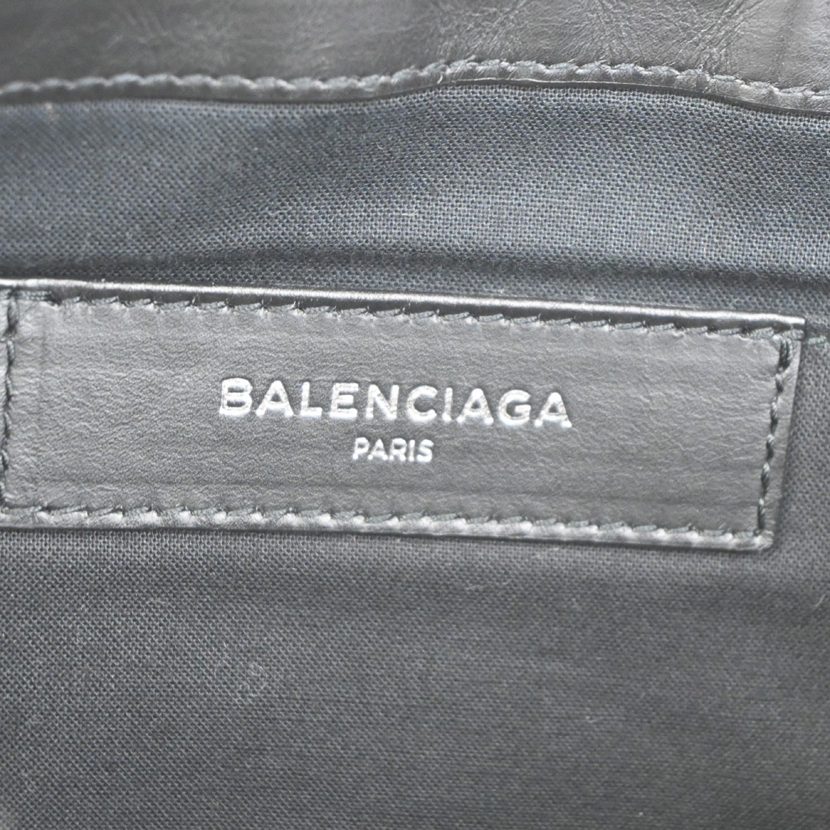 BALENCIAGA Logo Clutch Ba Canvas Leather Black SHW Italy 63TA693