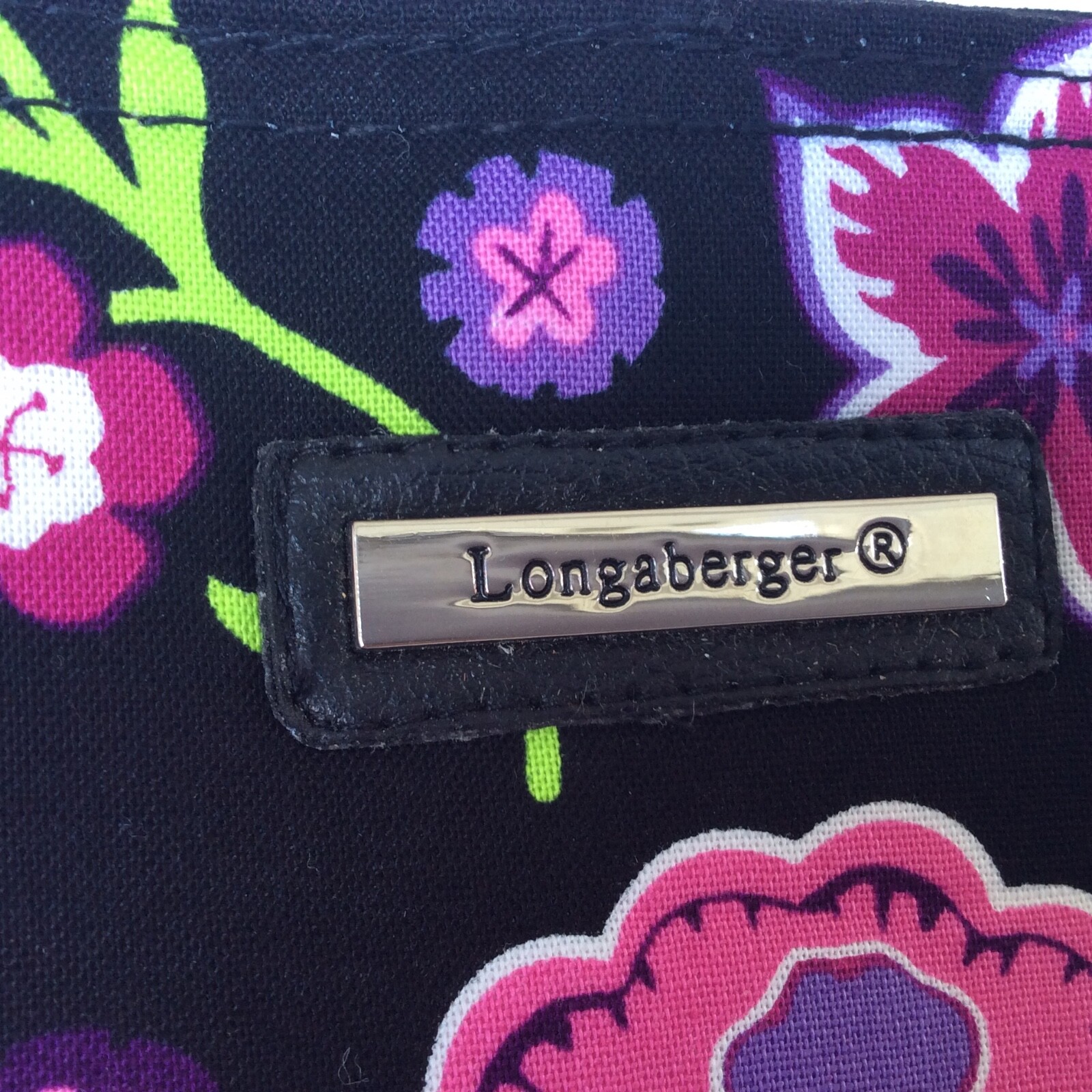 Longaberger Purse Charmed Fabric Faux Leather Trimmed Double Handle Tote New