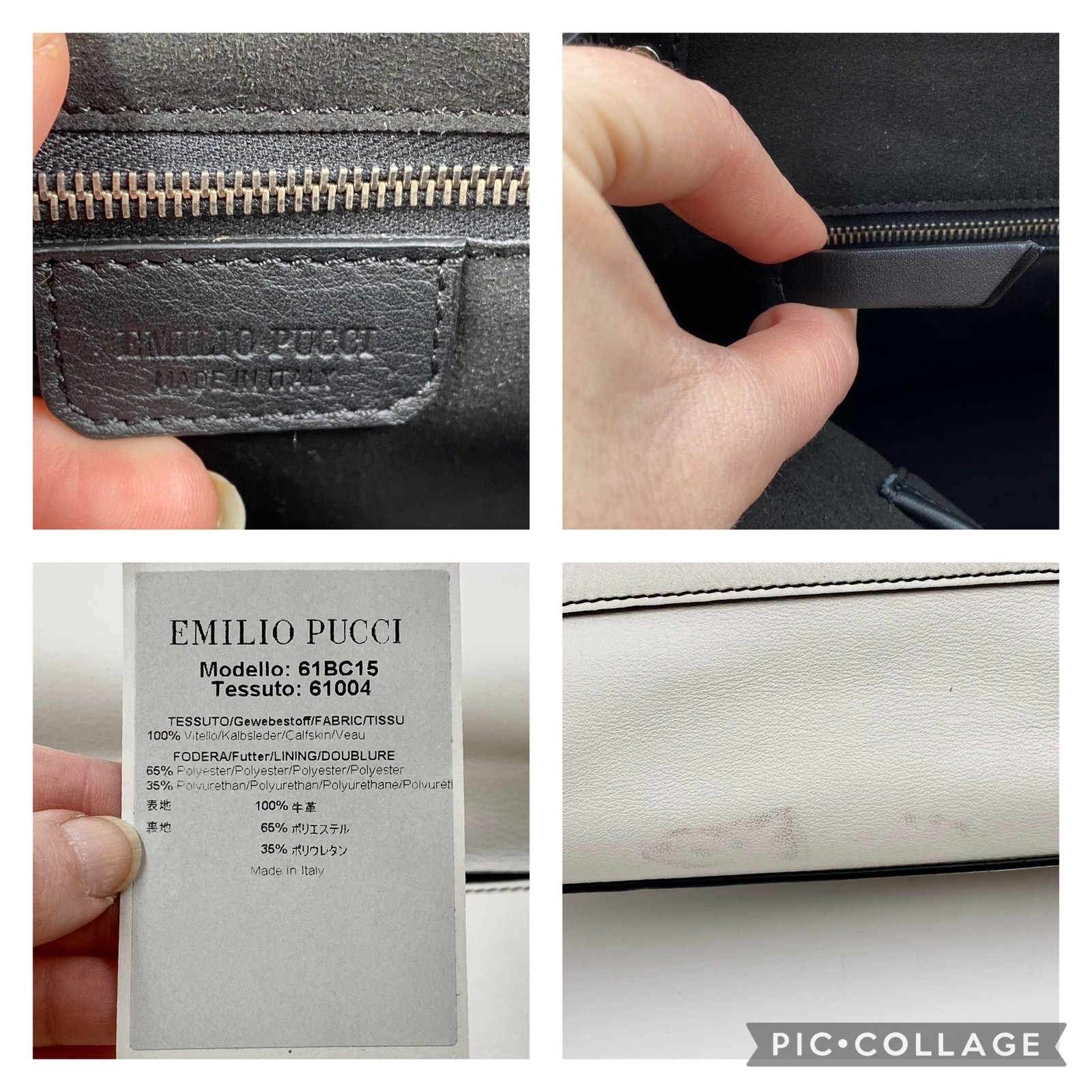 Emilio Pucci Pilot Leather Top Handle Bag Monogram Logo Purse Handbag