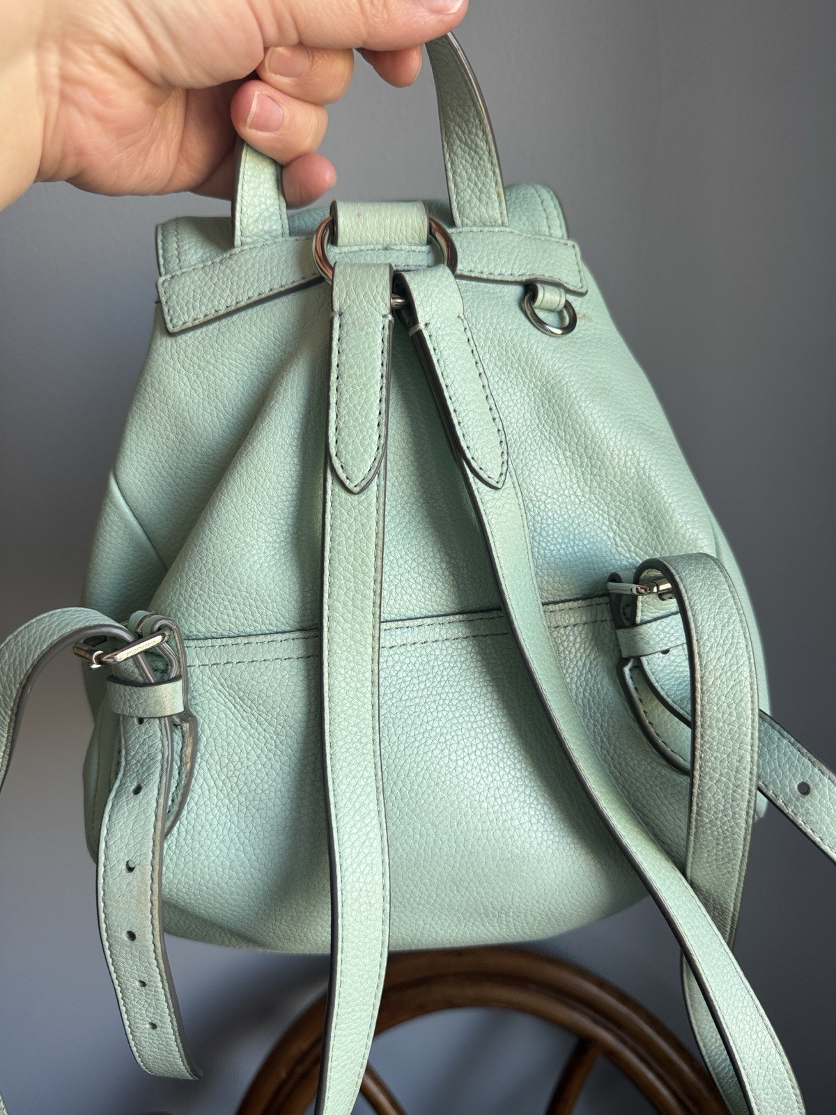 Coach Women’s Leather Backpack Mint Green Silver Tone Hardware
