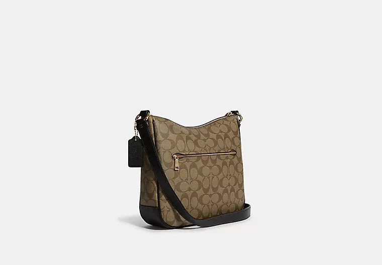 Coach Ellie File Bag In Signature Canvas With Disco Patches C6919 Gold/Khaki Mul