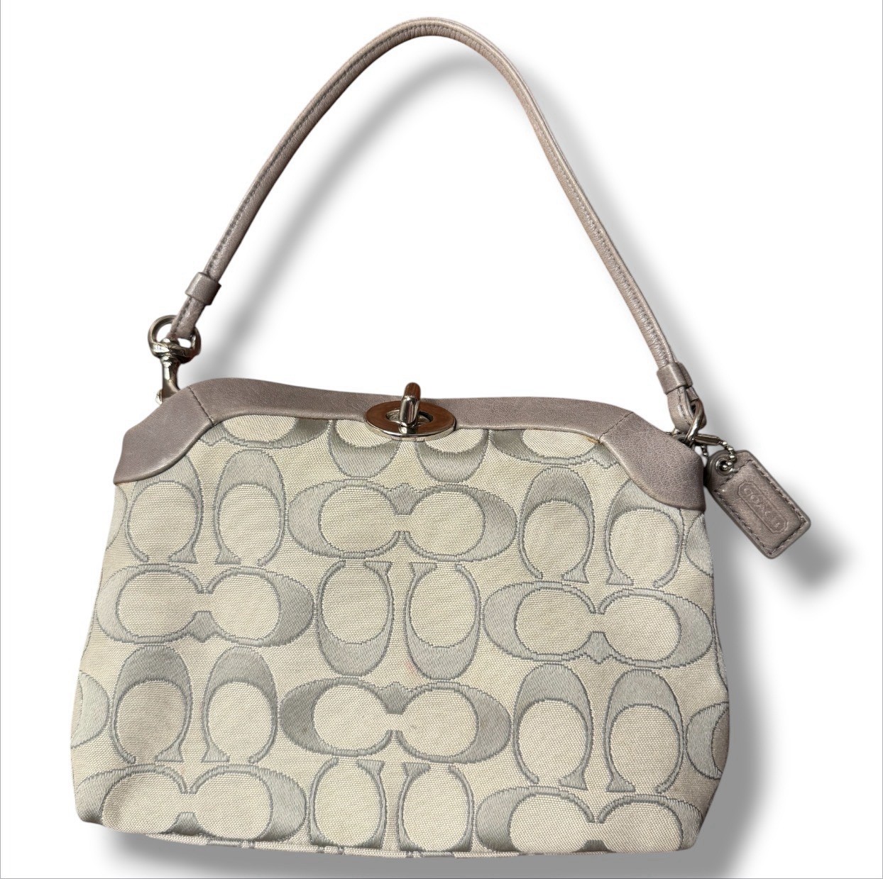 Y2K Coach Hamptons Mini Bag Wristlet Turnlock Purse Grey
