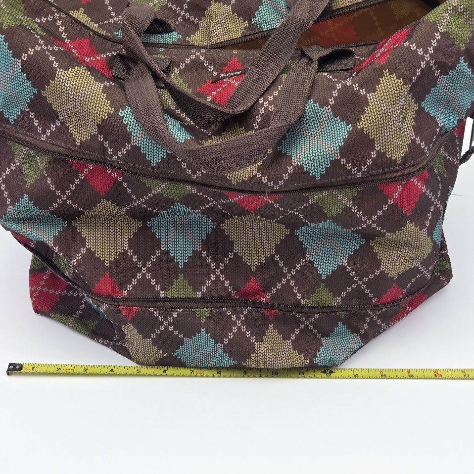 Thirty-One Expandable Utility Tote & Mini Carry-All Argyle Brown Multicolor Set