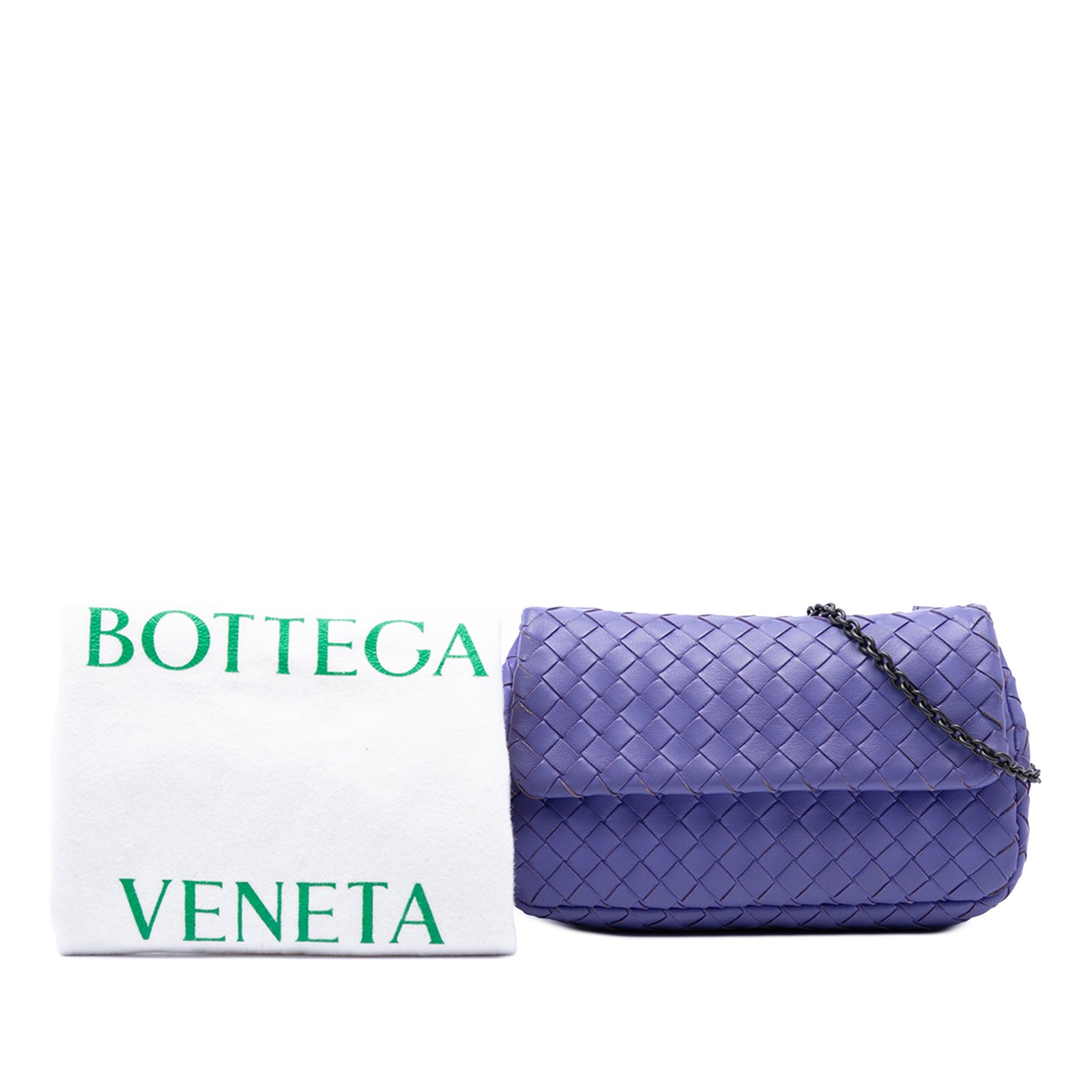 Bottega Veneta Mini Nappa Intrecciato Expandable Chain Flap Crossbody Bag Purple