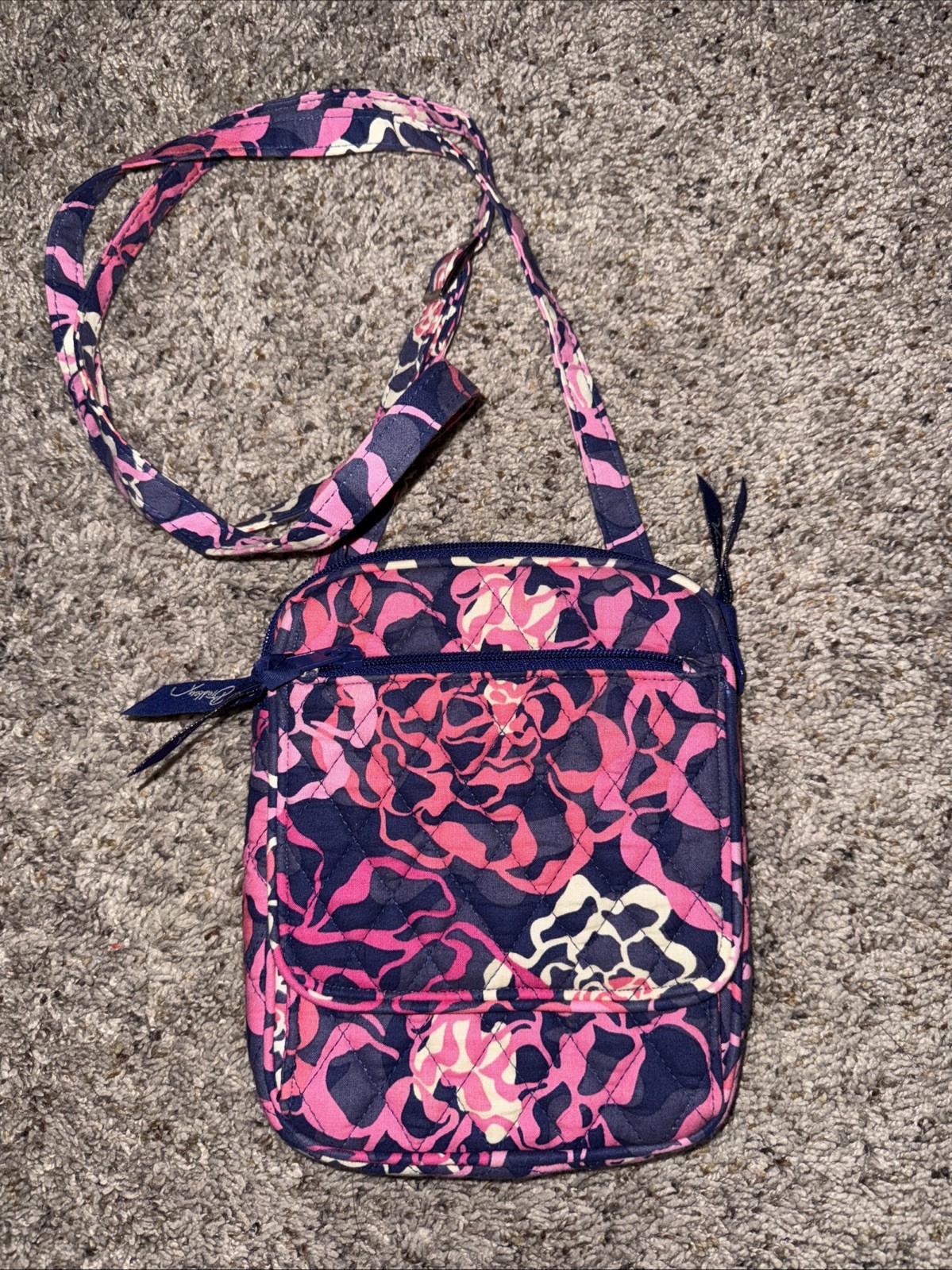 Vera Bradley Mutli Color Floral crossbody Bag Purse Blue/Pink/White