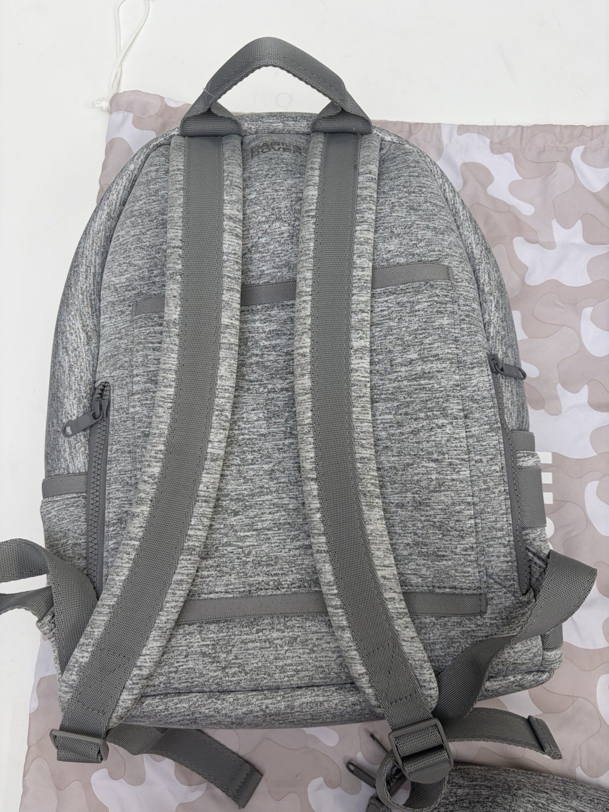Dagne Dover Dakota Backpack Heathered Gray Neoprene Medium Dustbag Pouch