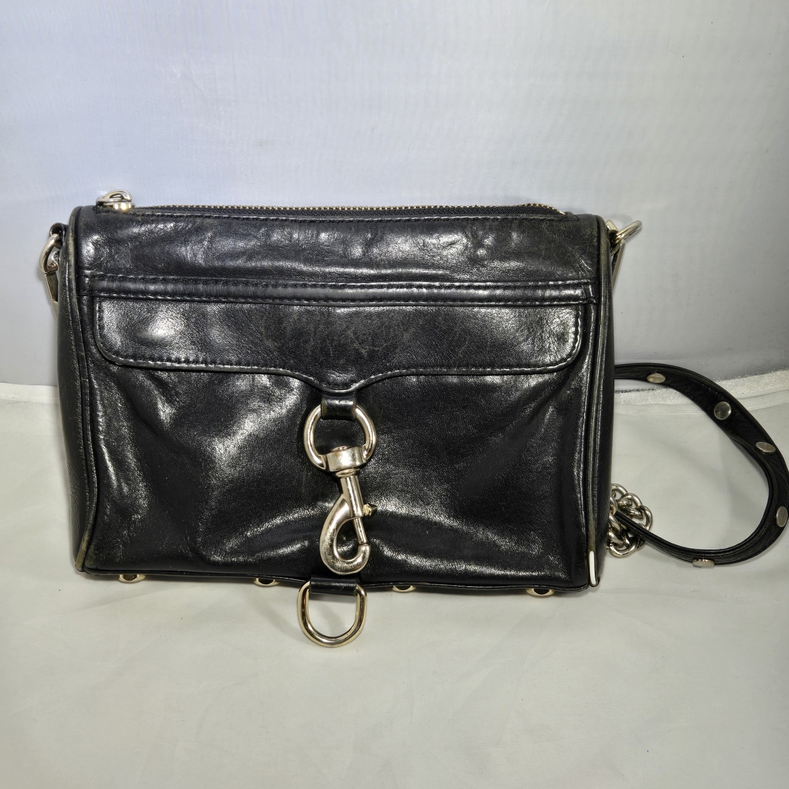 REBECCA MINKOFF Classic M.A.C. Black Leather Small East West Crossbody Bag