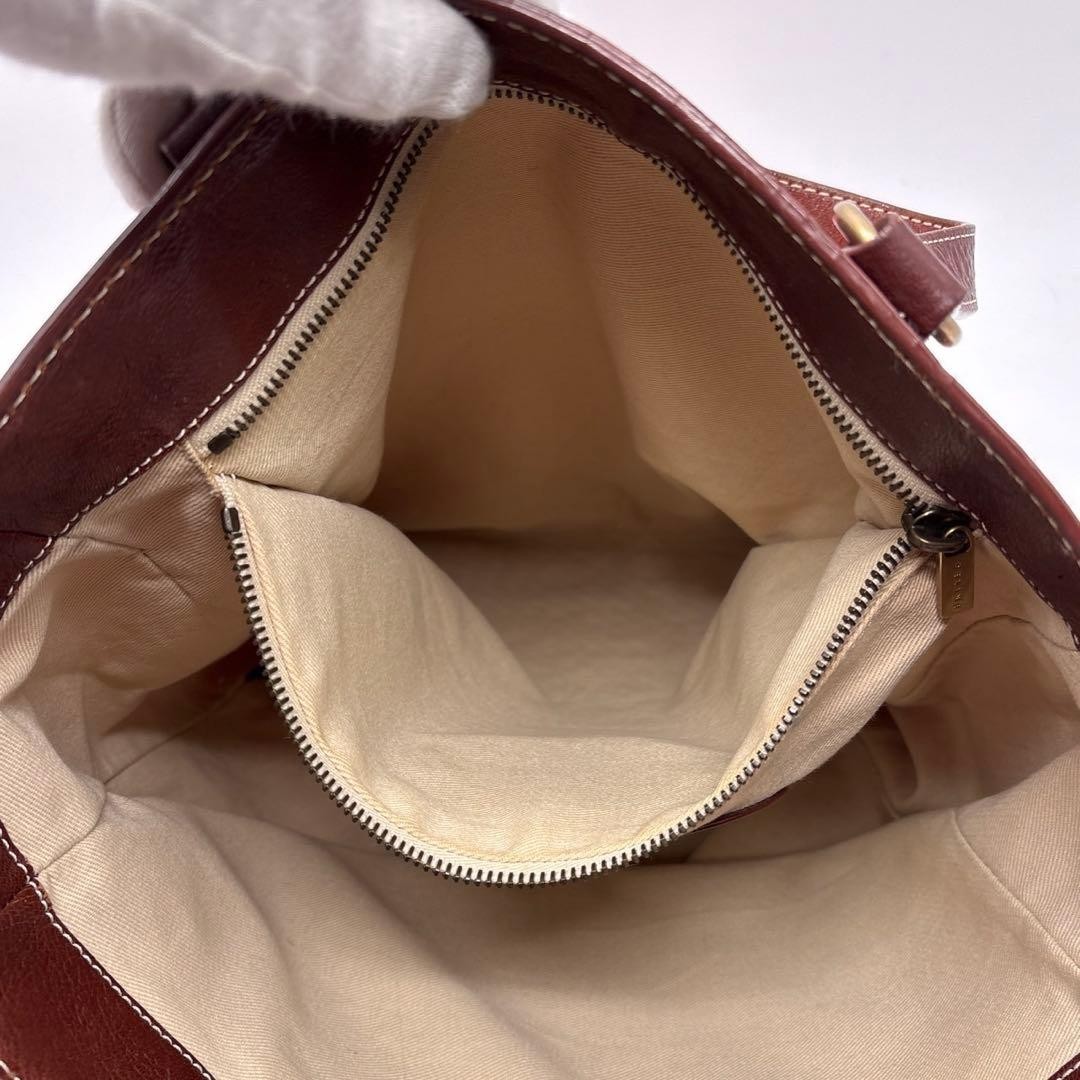 CELINE Vintage Triomphe Canvas Leather Tote Bag Brown Small 36cm x 32cm Auth