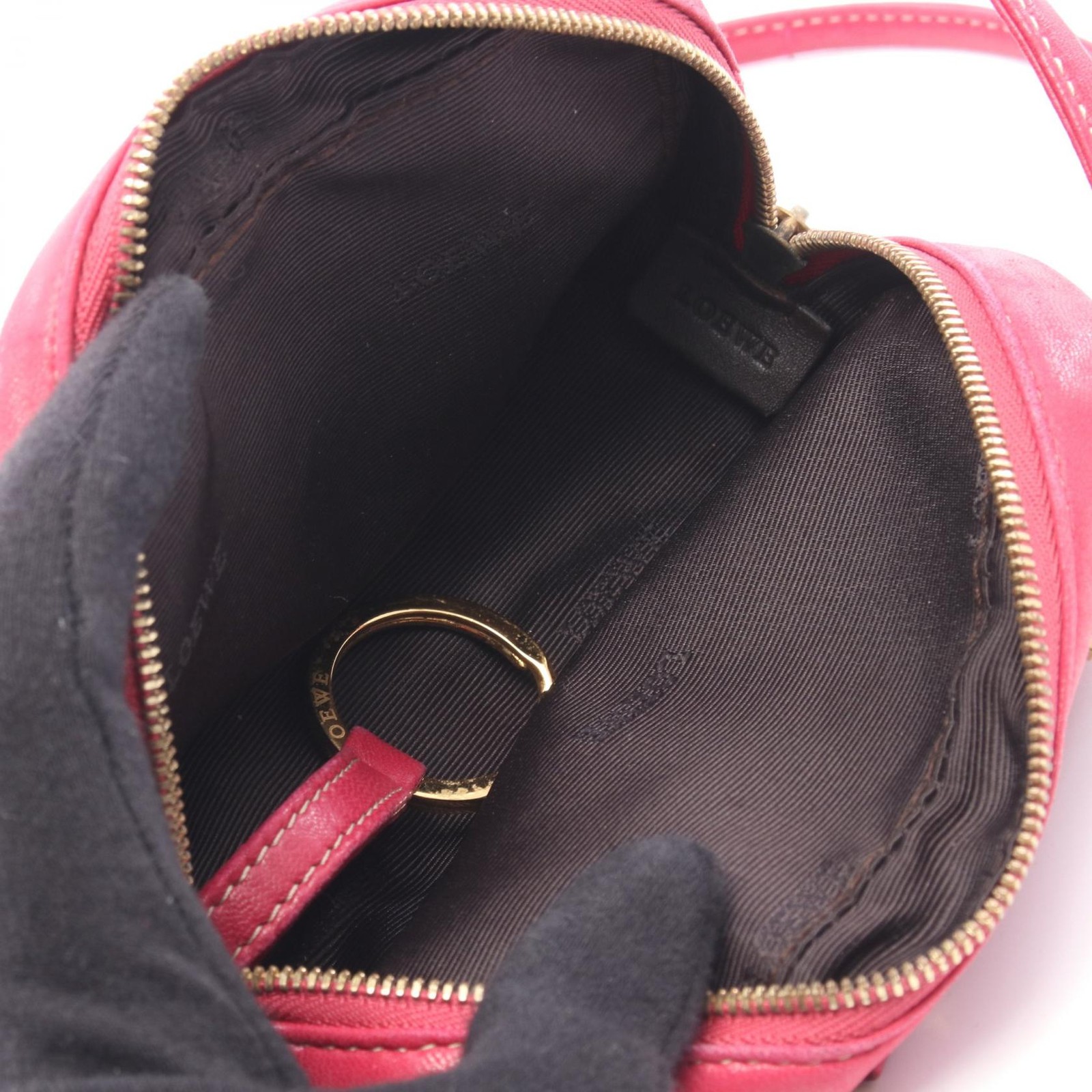 LOEWE Amazona Micro Mini Shoulder crossbody Handbag leather Pink Used Women