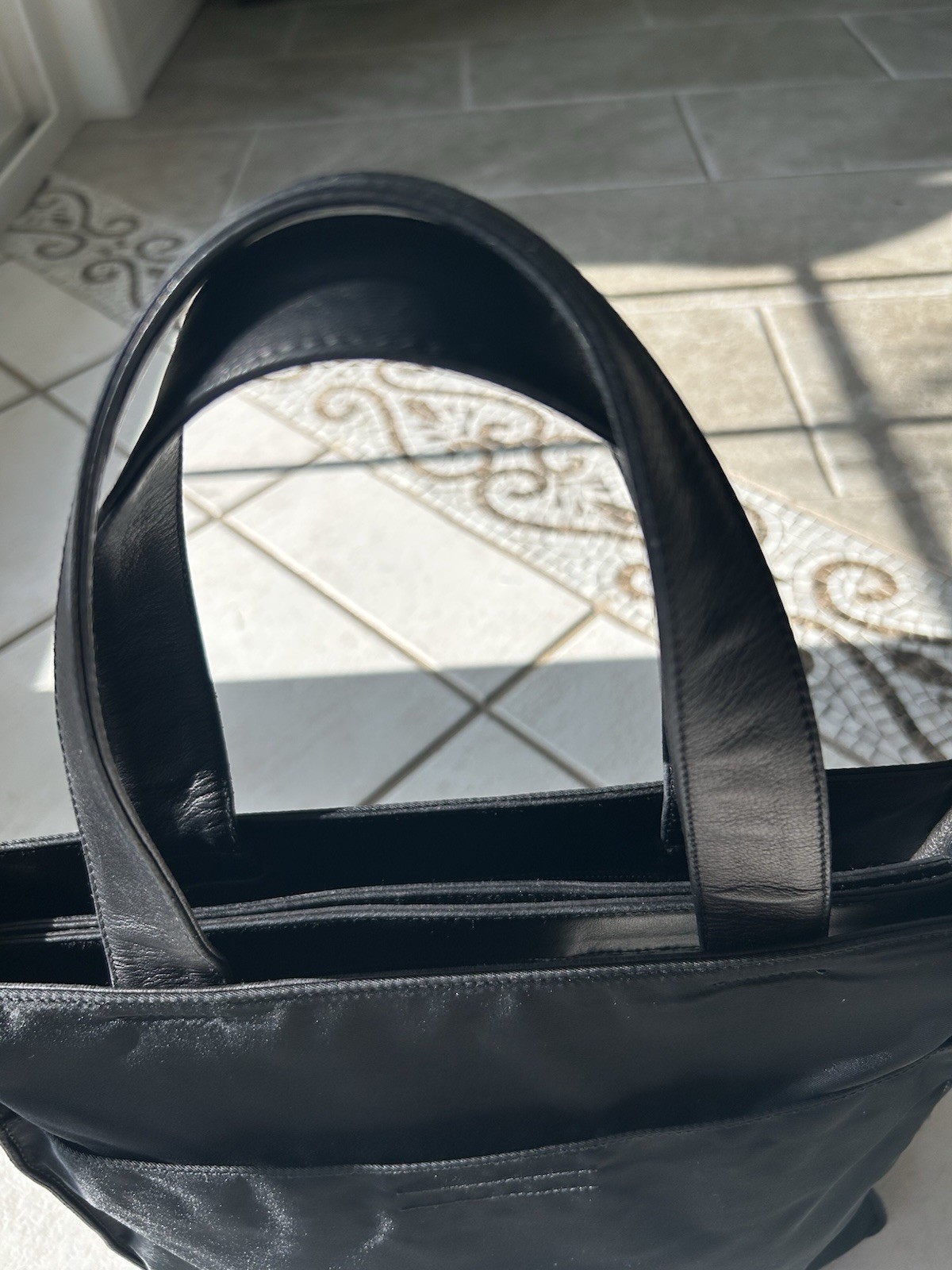 PRADA Tote Medium Black Nylon/Leather Excellent Condition