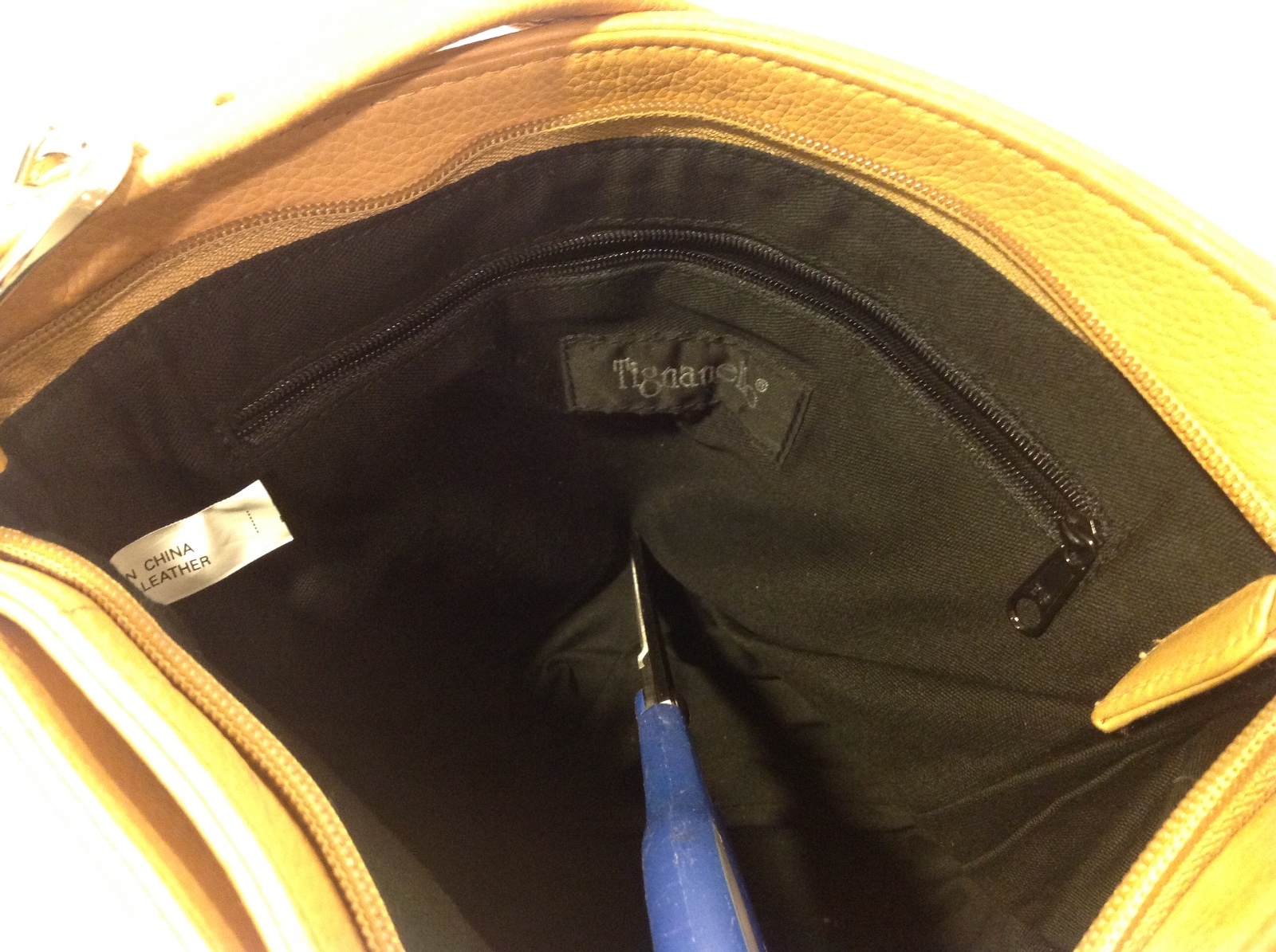 Tiganello Suede Light Brown Leather Purse 9 X 9 X 3″ Inches w/ Shoulder Strap