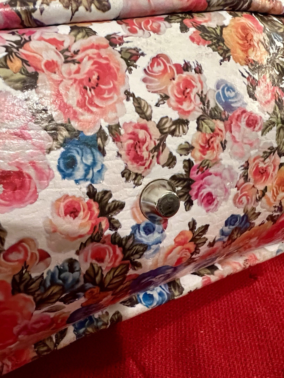 Valentina Italia Leather Floral Crossbody Purse With Shoulder Strap EUC