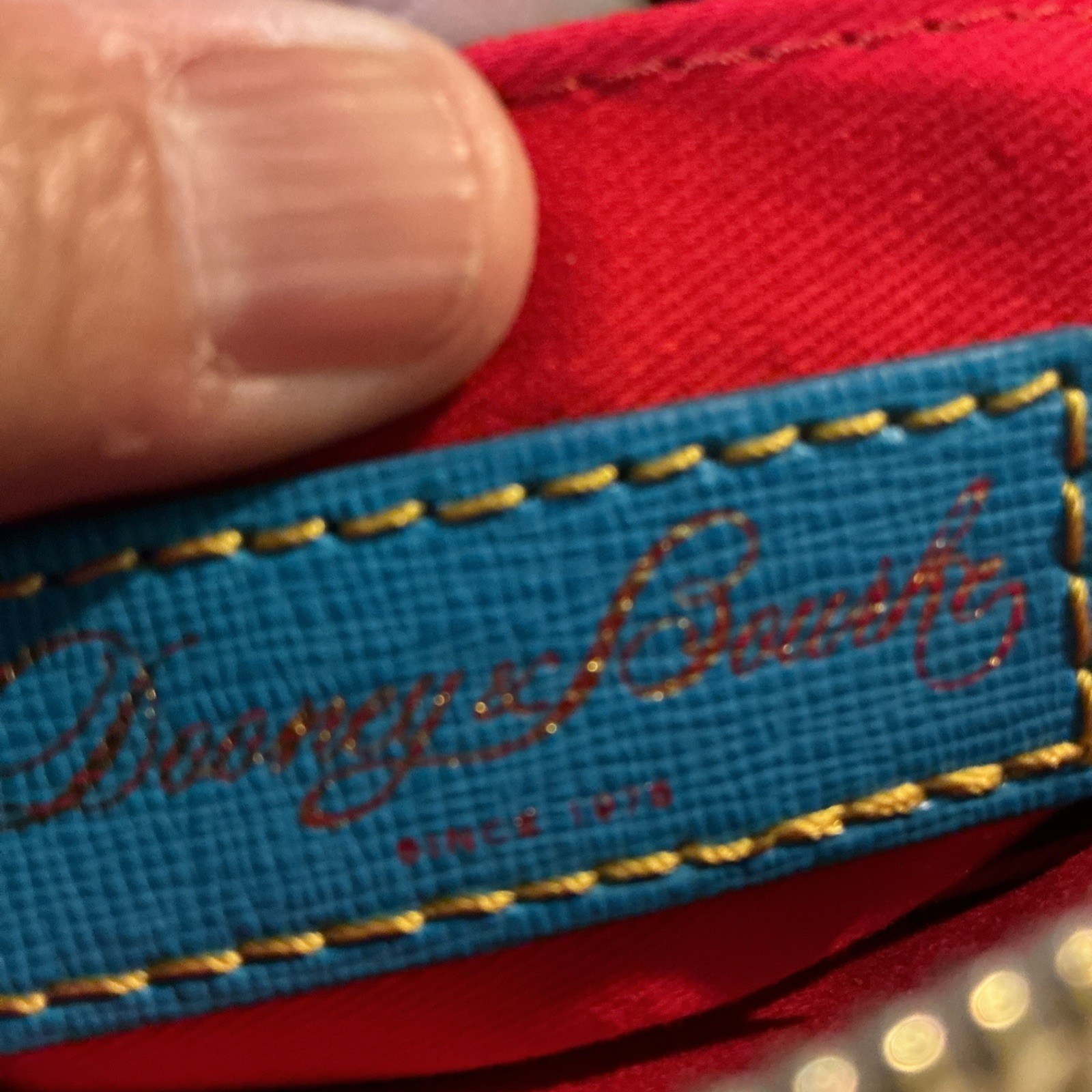 Dooney & Bourke 1975 Logo Bag Domed Crossbody Ruby Top Handle Wht/ Multi Zip Top
