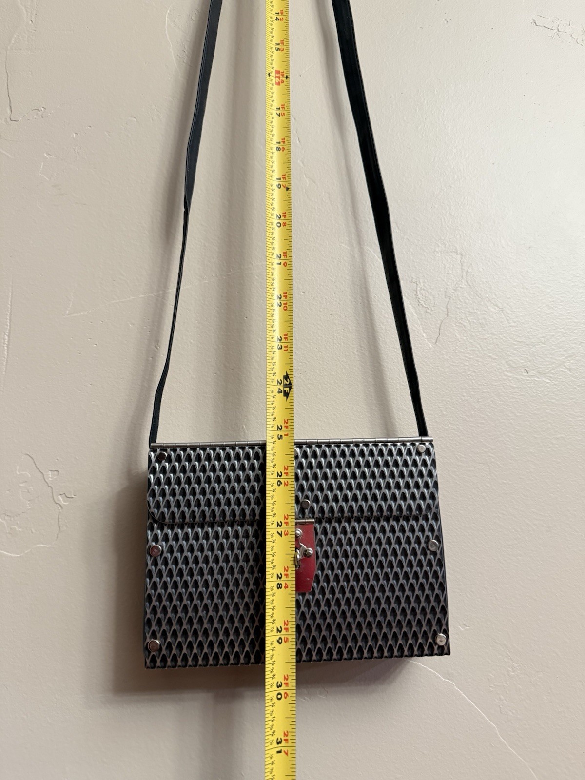 Wendy Stevens Stainless Steel Mini Crossbody Bag With Black Leather Side Gussets