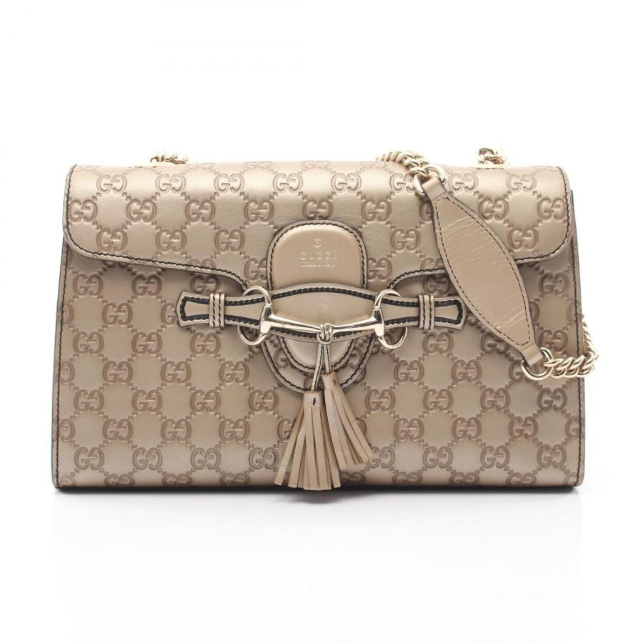 | GUCCI Bag: Emily Horsebit Guccissima 295402 Gold W29.5H18D8cm;