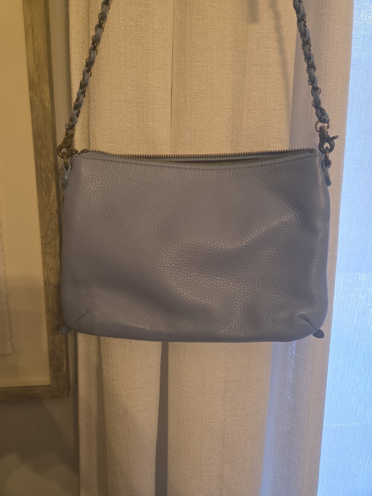 Elliott LUCCA Robin Egg BLue 100% Leather Crossbody Purse W/ Adj. Strap EUC RARE