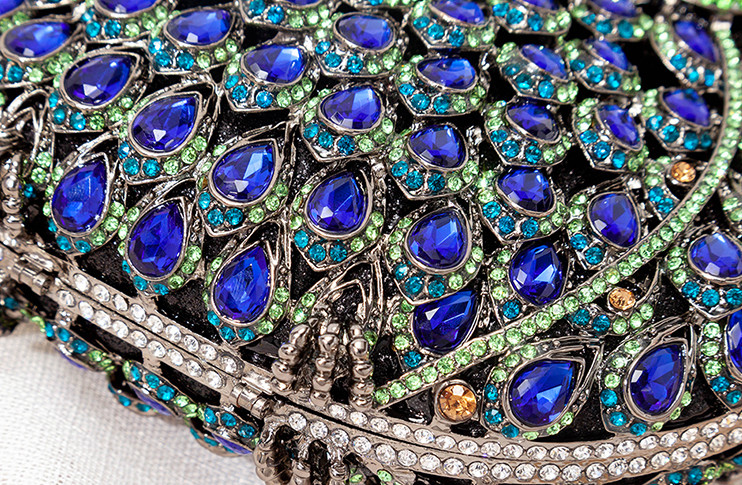Clutch Handbag Bag Purse Crystal Clutch Evening Bag Blue Owl Diamond Gold Bag