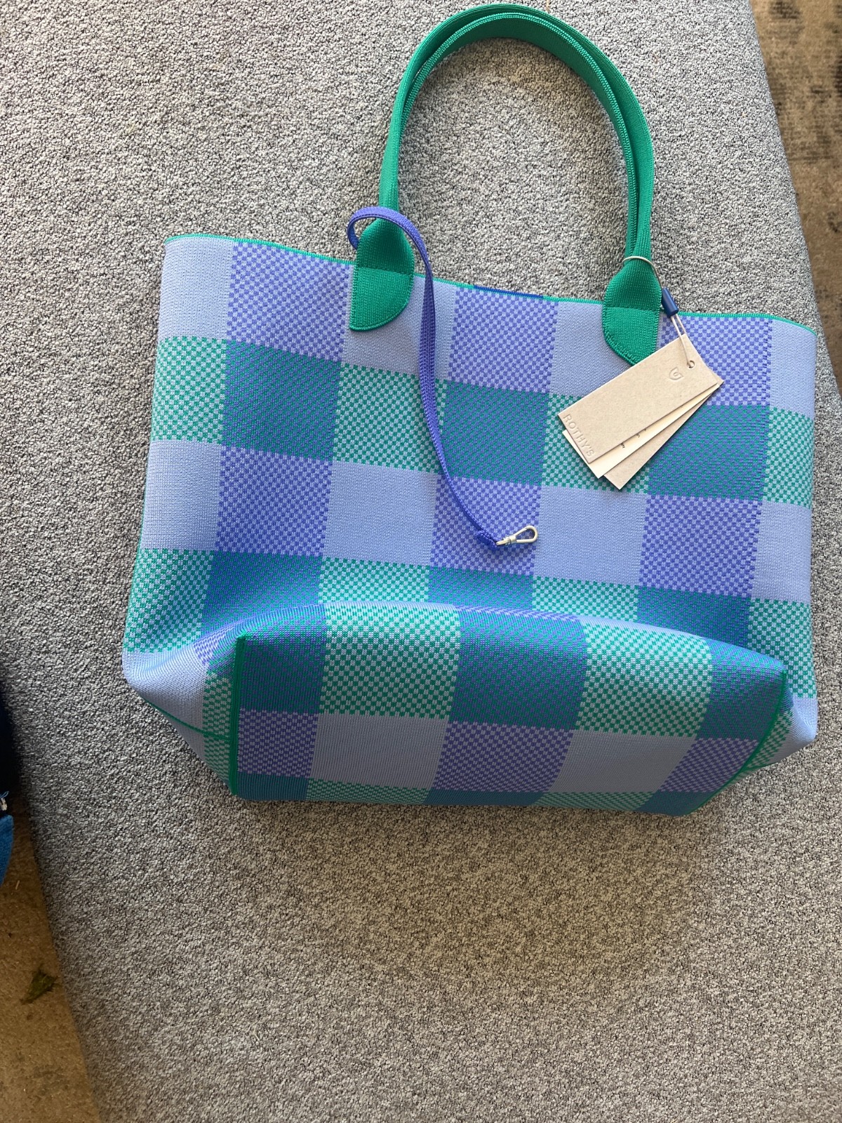 Rothy’s Tote Bag Plaid Periwinkle Purple Violet Green New with Tags Rare