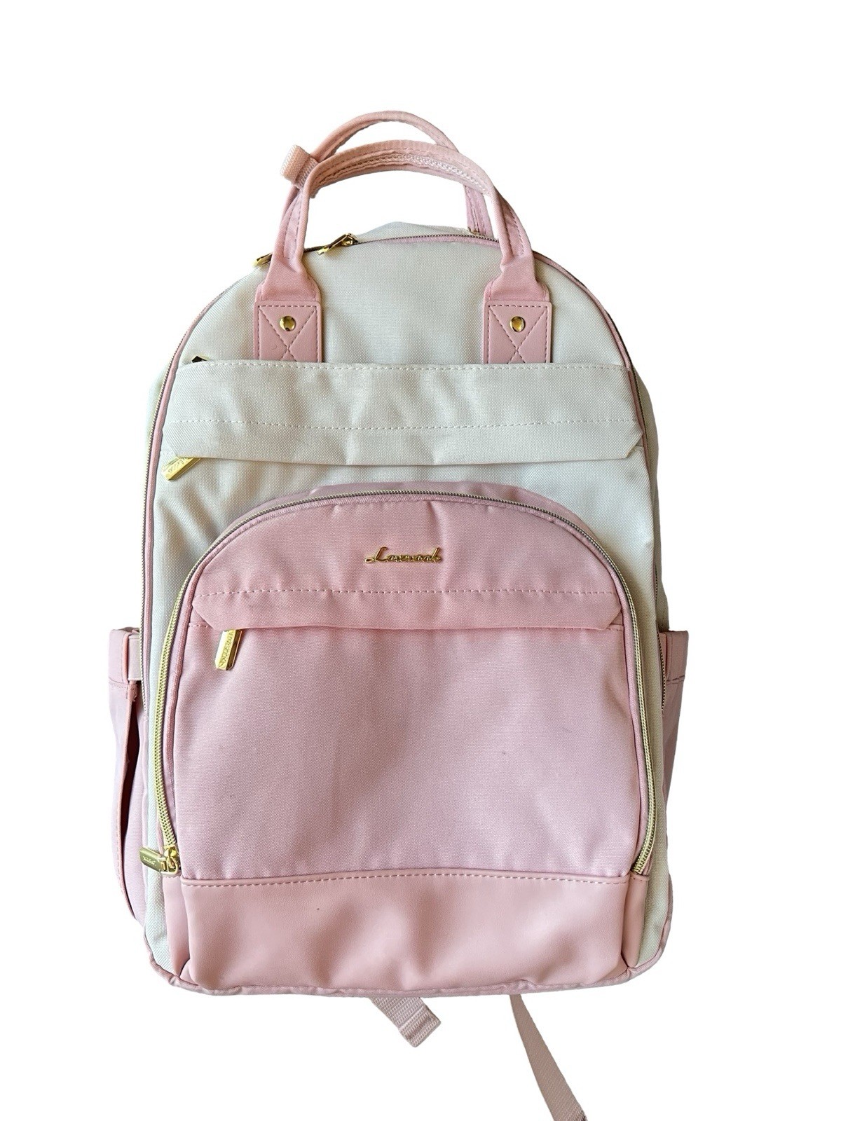LOVEVOOK Pink Cream Laptop Backpack USB Port Travel Work School Diaper Bag
