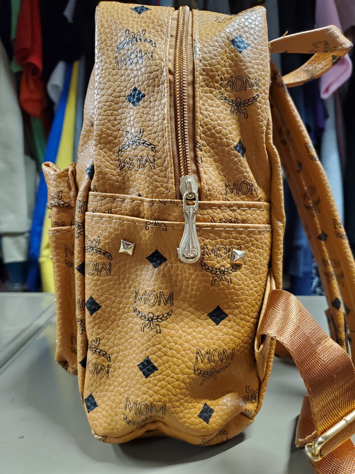 MGM Cognac Mini Backpack Brown MOM WOW Bag Mei Gao Mei Rare Excellent