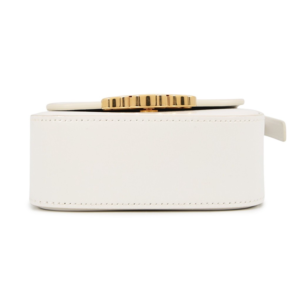 CELINE Triomphe Mini Claude Shoulder Bag Size Mini Shiny Calf Leather White …