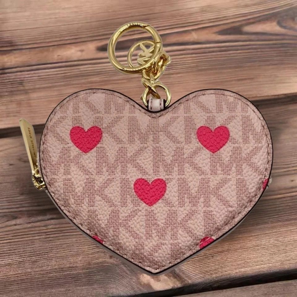 Michael Kors Jet Set Women Small Heart Crossbody Bag+Coin Purse Set Powder Blush