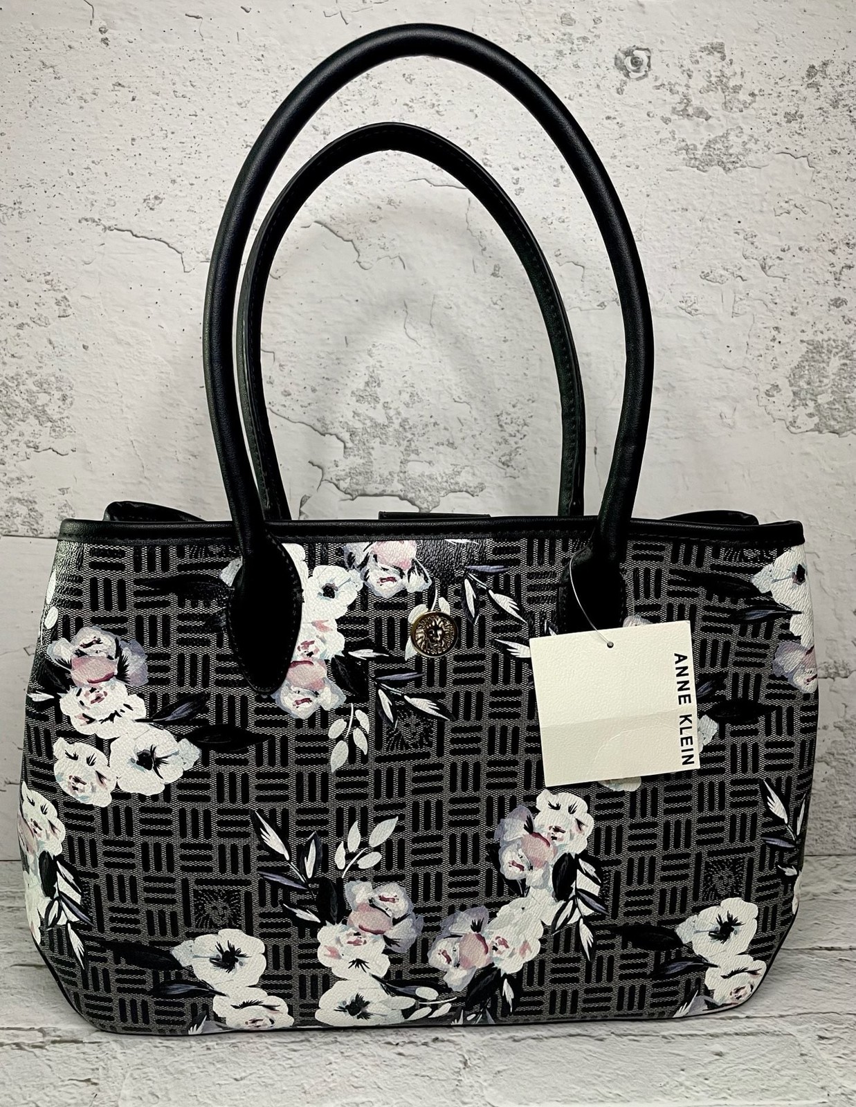 Anne Klein Floral Print Monogrammed Open Tote Bag