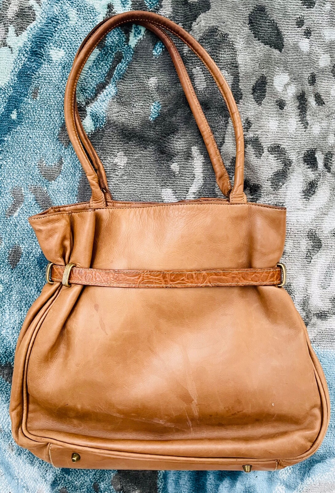 MICHAEL BIANCO Harness Collection Bottle Brown LEATHER Shoulder Bag Purse