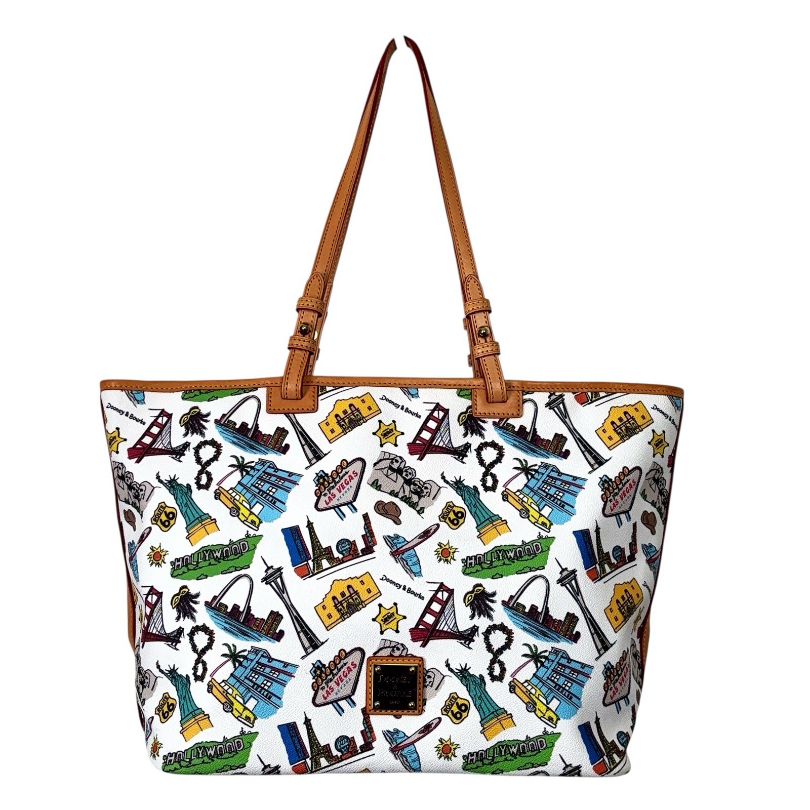 Dooney & Bourke Americana US Landmarks Shopper Tote Shoulder Leather Bag LikeNEW