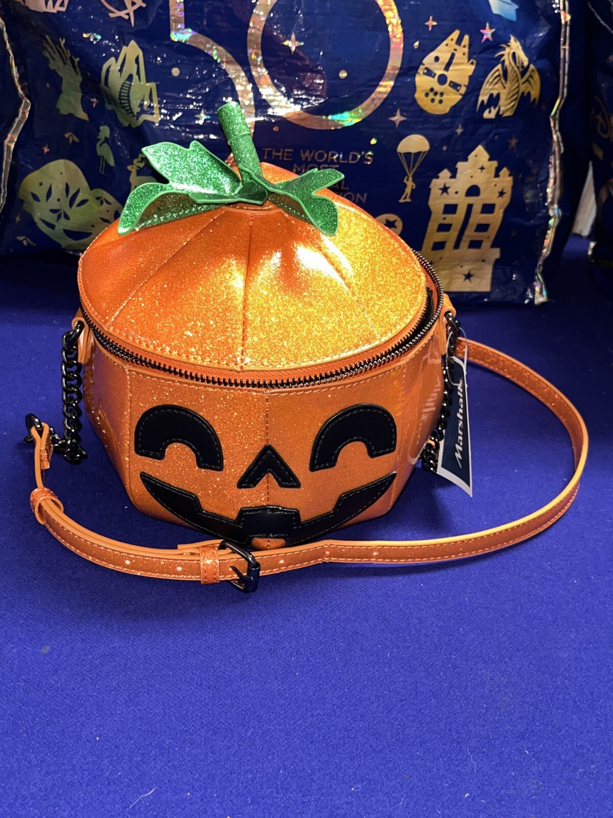 Mad Engine Halloween Orange Glitter Crossbody Purse Fine By Me NEW 2024