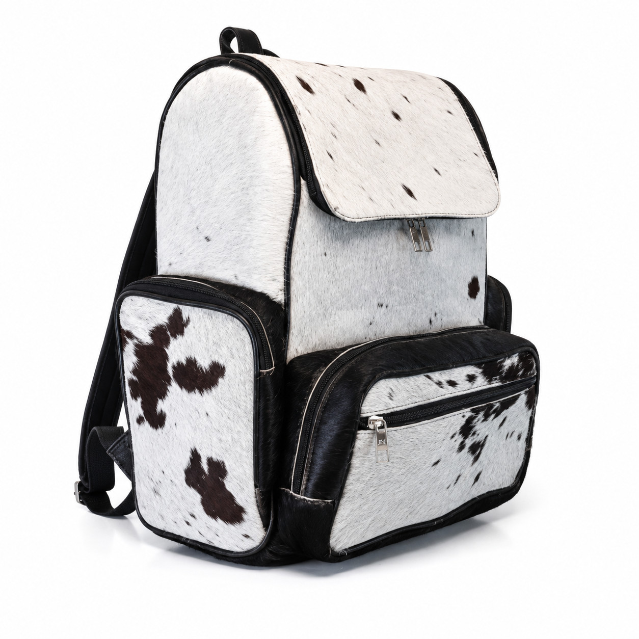 Genuine Cowhide Leather Backpack Western Cow Print Travel Daypack Book Bag
