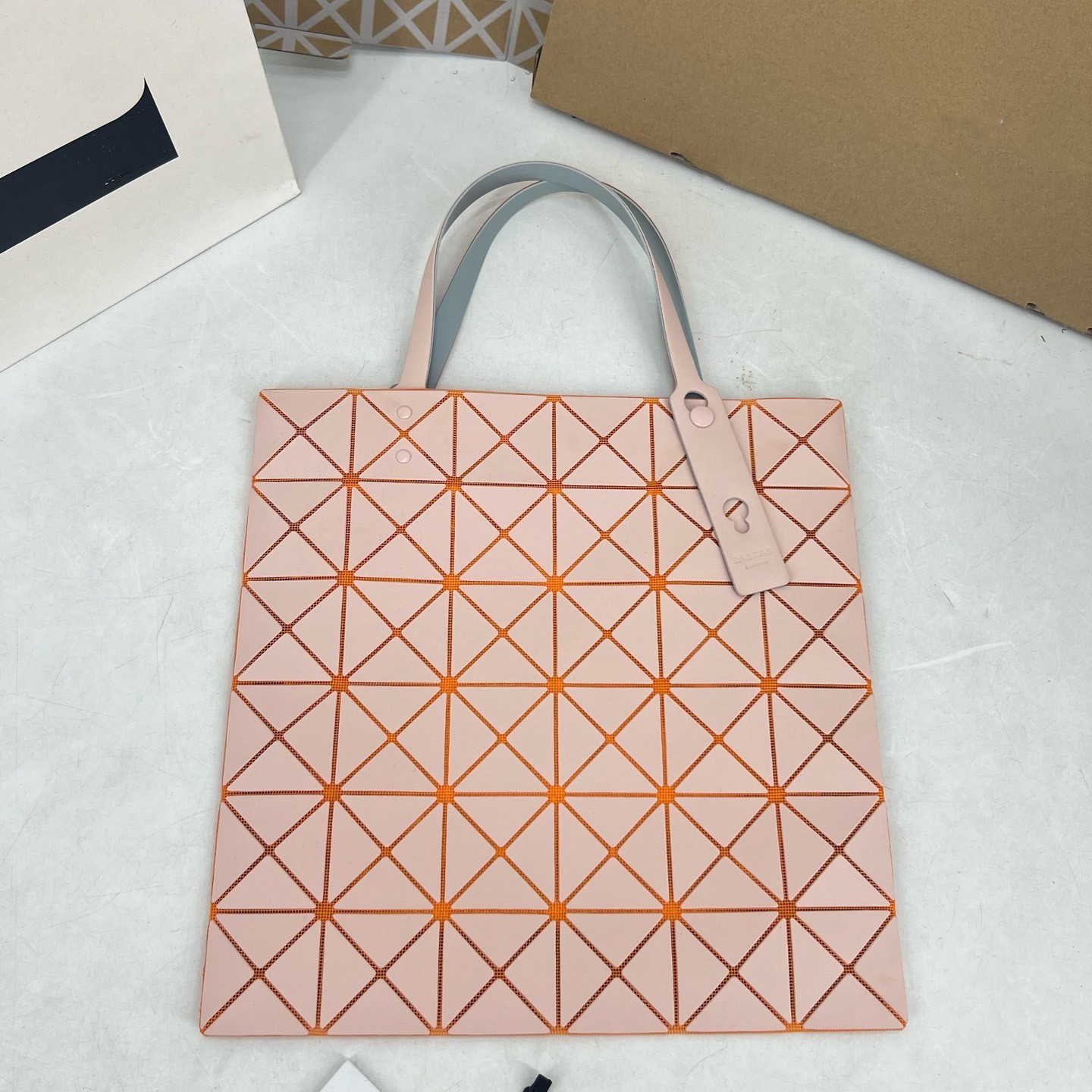 B A O Bag Leather-Like Matte Tote 2-Tone Design Soft Luster Finish Elegant