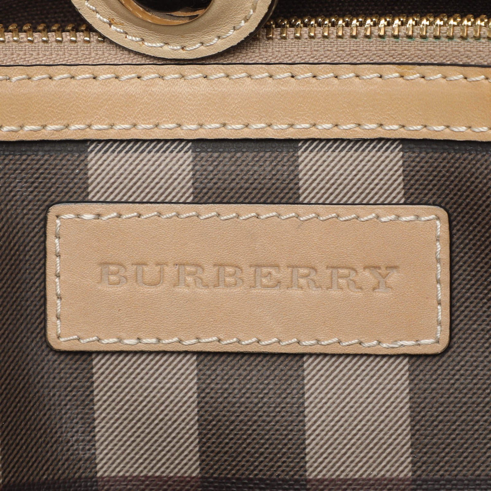Burberry Canterbury Small Beige Smoke House Check PVC and Leather Tote