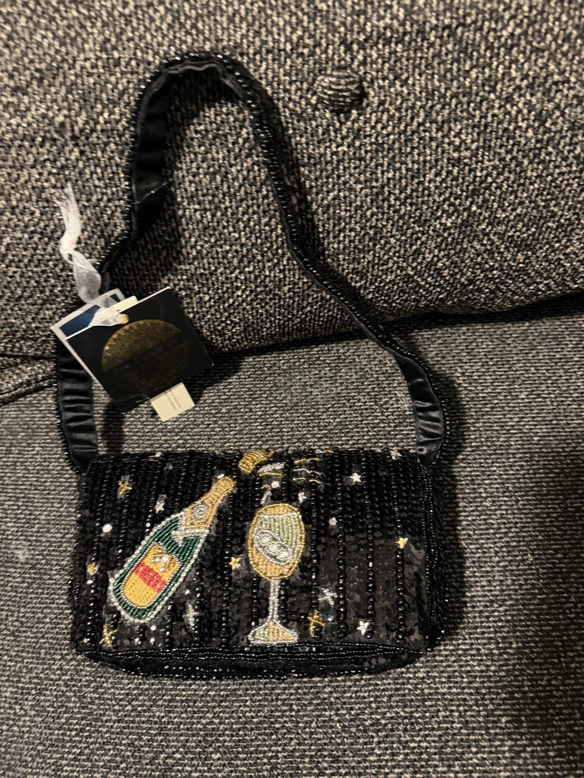 From India to You Beaded Shoulder Bag New Year Champagne Handmade Purse NWT