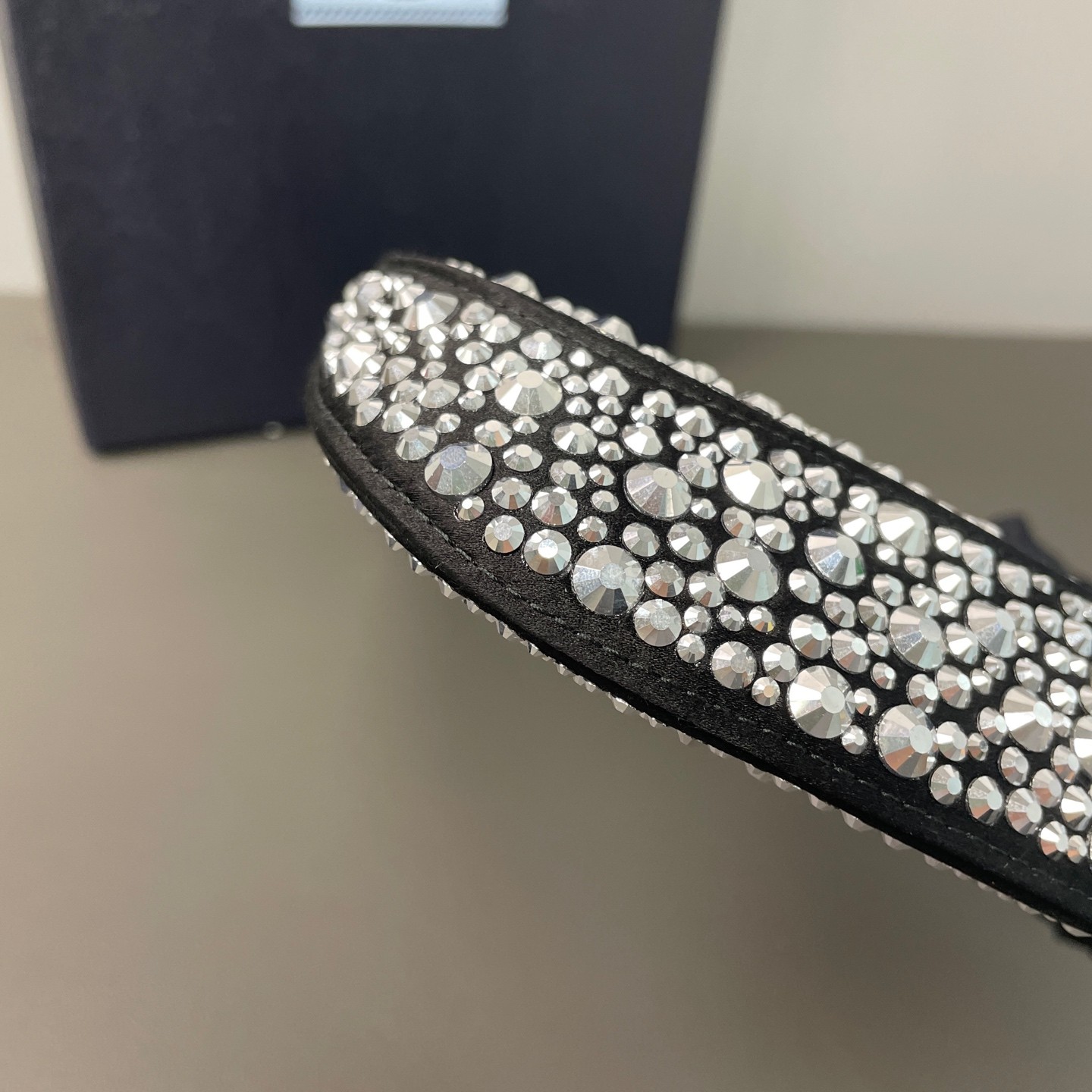 Prada Pre-Owned Authentic Underarm Bag Black Crystal Free Tracked Shipping