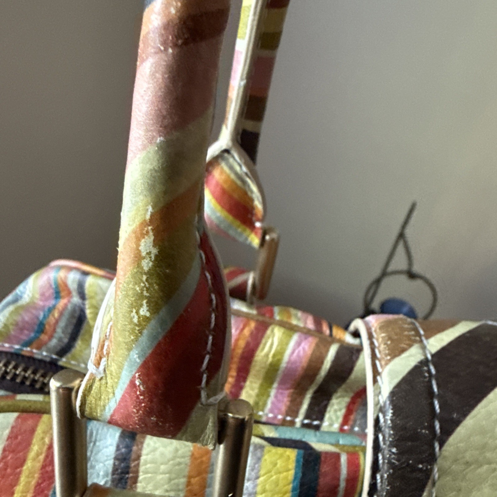 Paul Smith Classic Multicolour Swirl Leather Push Lock Shoulder Bowler Handbag