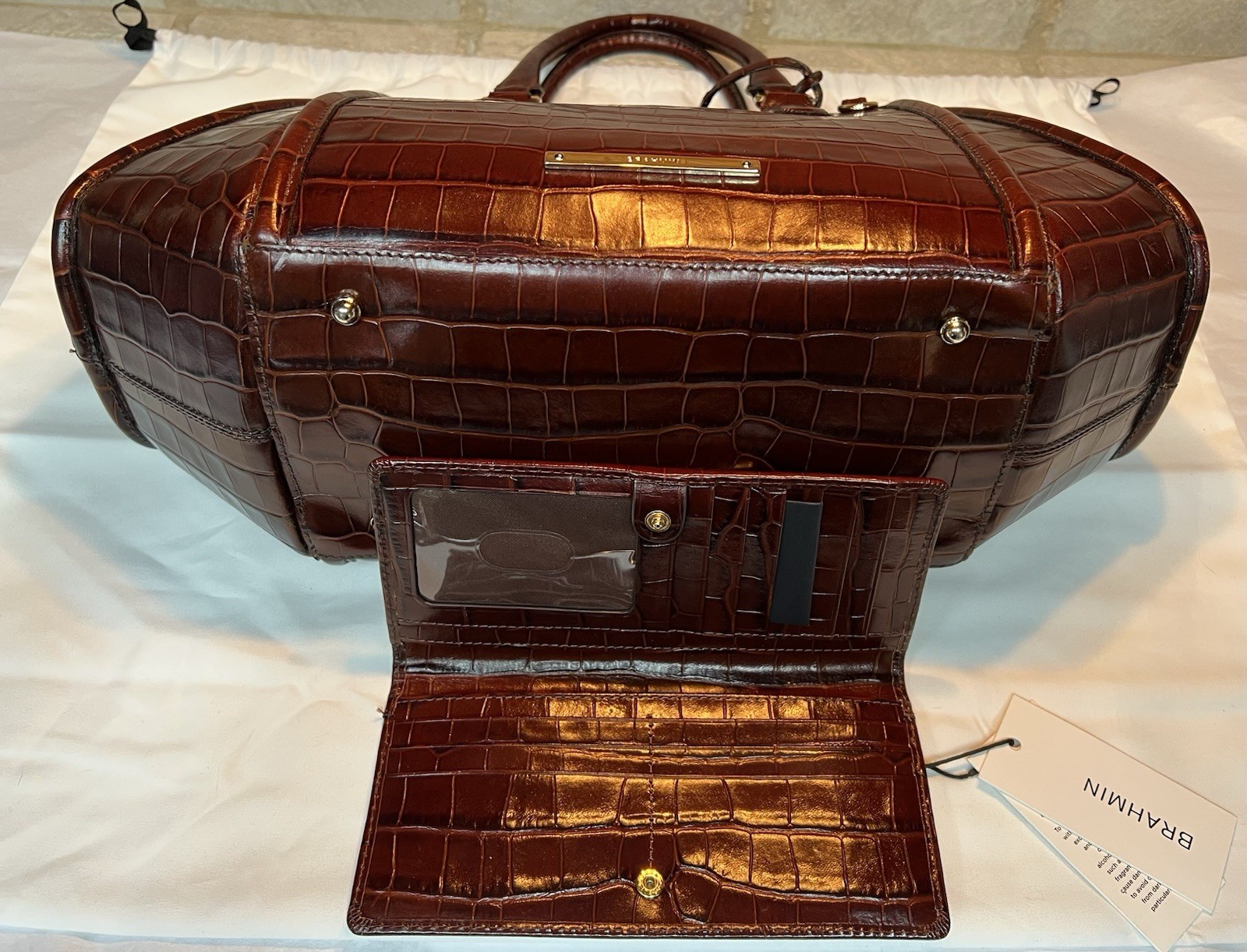RARE, HTF, NWOT Brahmin Arden Cognac Trance Leather Satchel+ NWT Ady Wallet
