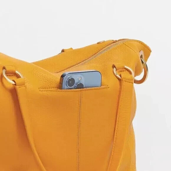 NWT $695 Hammitt Large Daniel Satchel Tangerine Yellow Orange / Brushed Gold