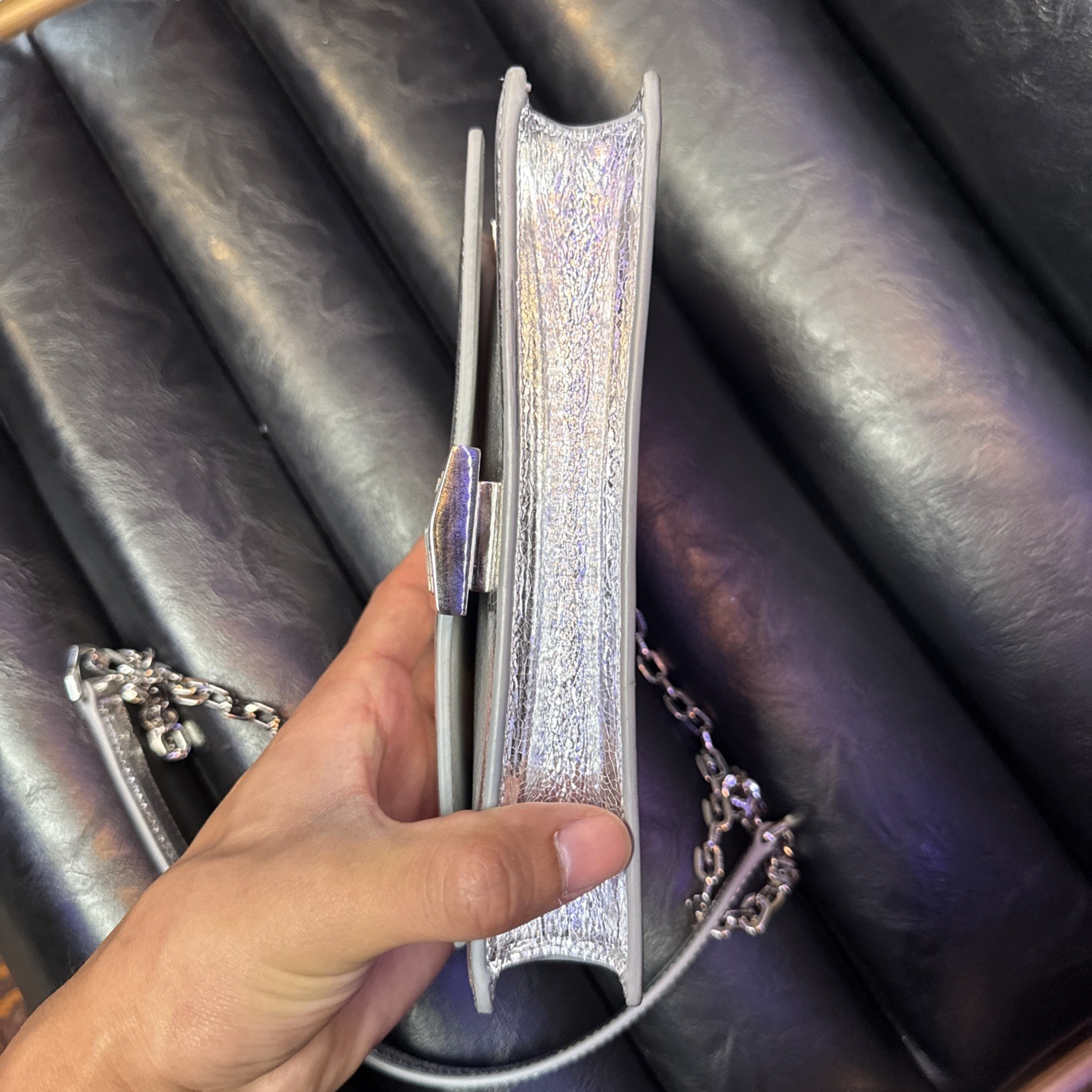 Givenchy 4G Leather Wallet On Chain Shoulder Bag metallic Silver
