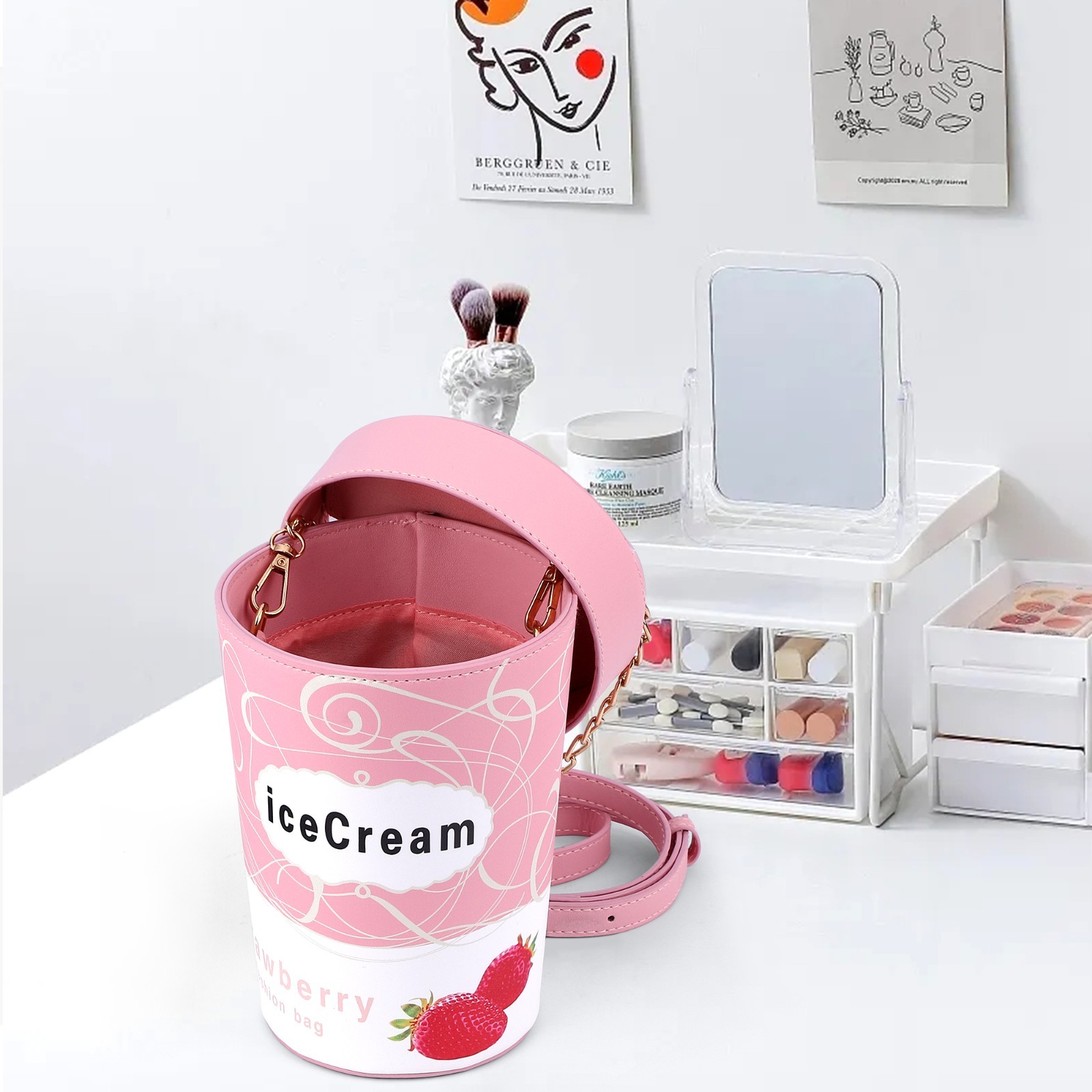 Crossbody Purse for Women Cute ice Cream Print Women’s Shoulder Handbags