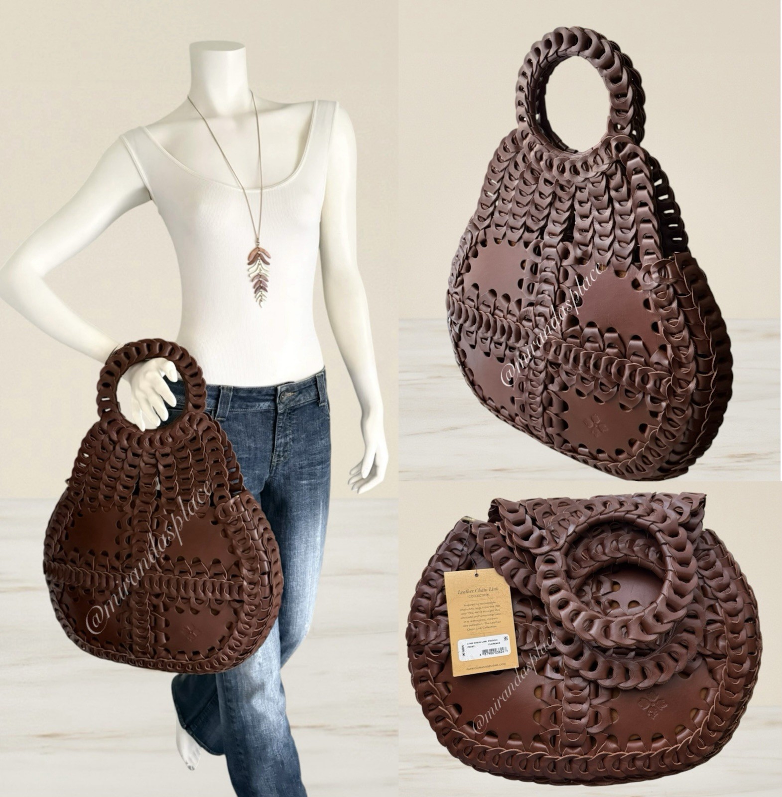 NWT PATRICIA NASH Pisticci Leather Chain-Link Florence Convertible Shoulder Bag