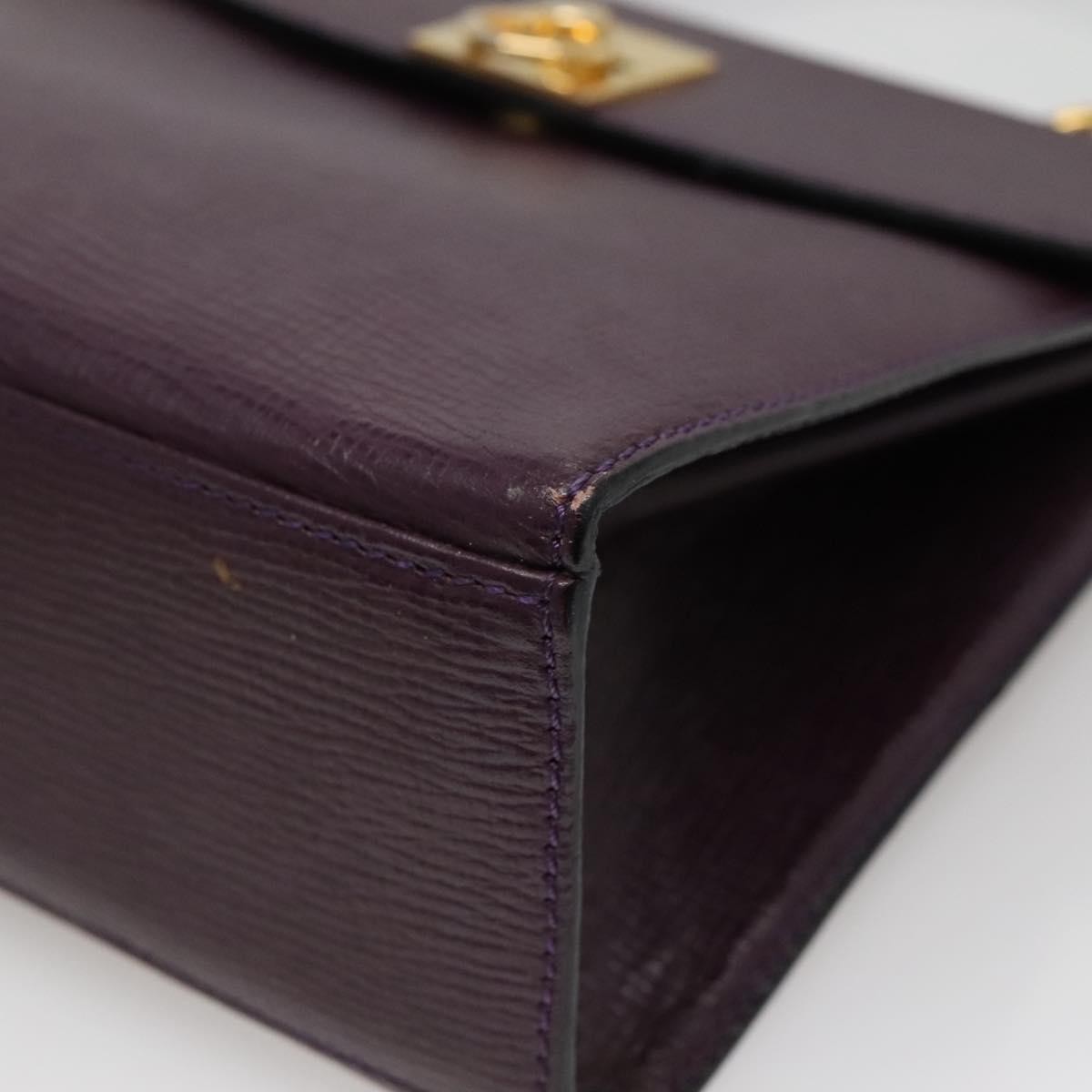 CELINE Hand Bag Leather Purple Auth 114282