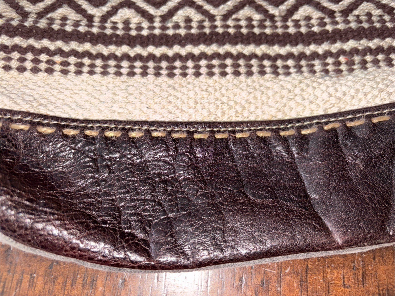 Myra Bag Boho Cotton Weave Southwest Aztec Leather Crossbody Purse Bag 13”L x 10