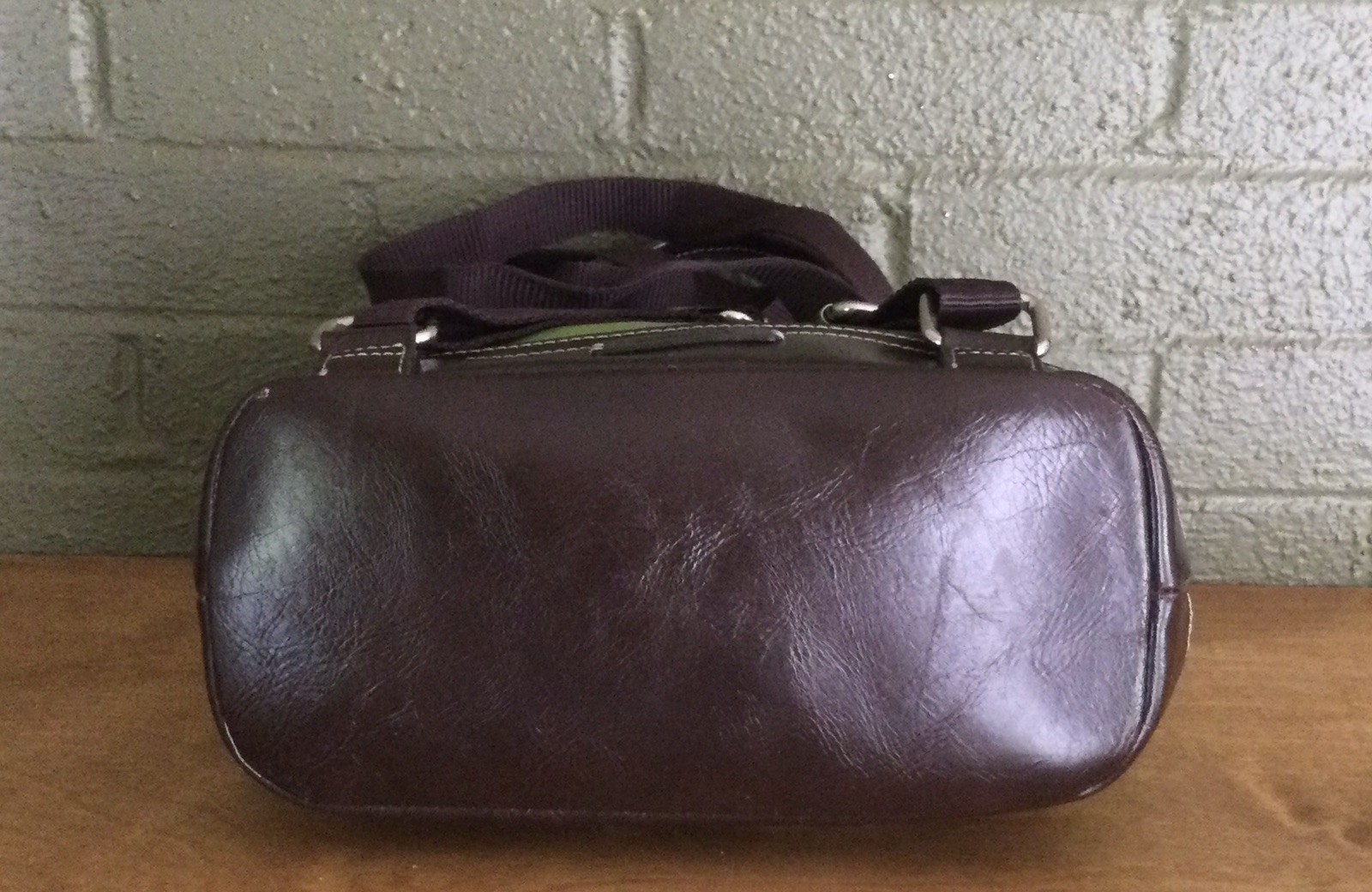 Vintage Nine & Co. Lime Green And Brown Medium Backpack
