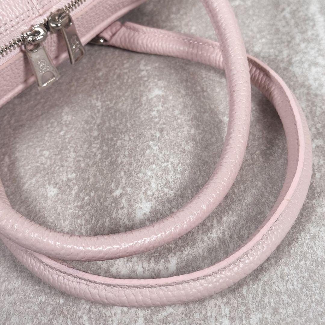 A.D.M.J. Mini Boston Leather Handbag Pink Authentic Japanese Made