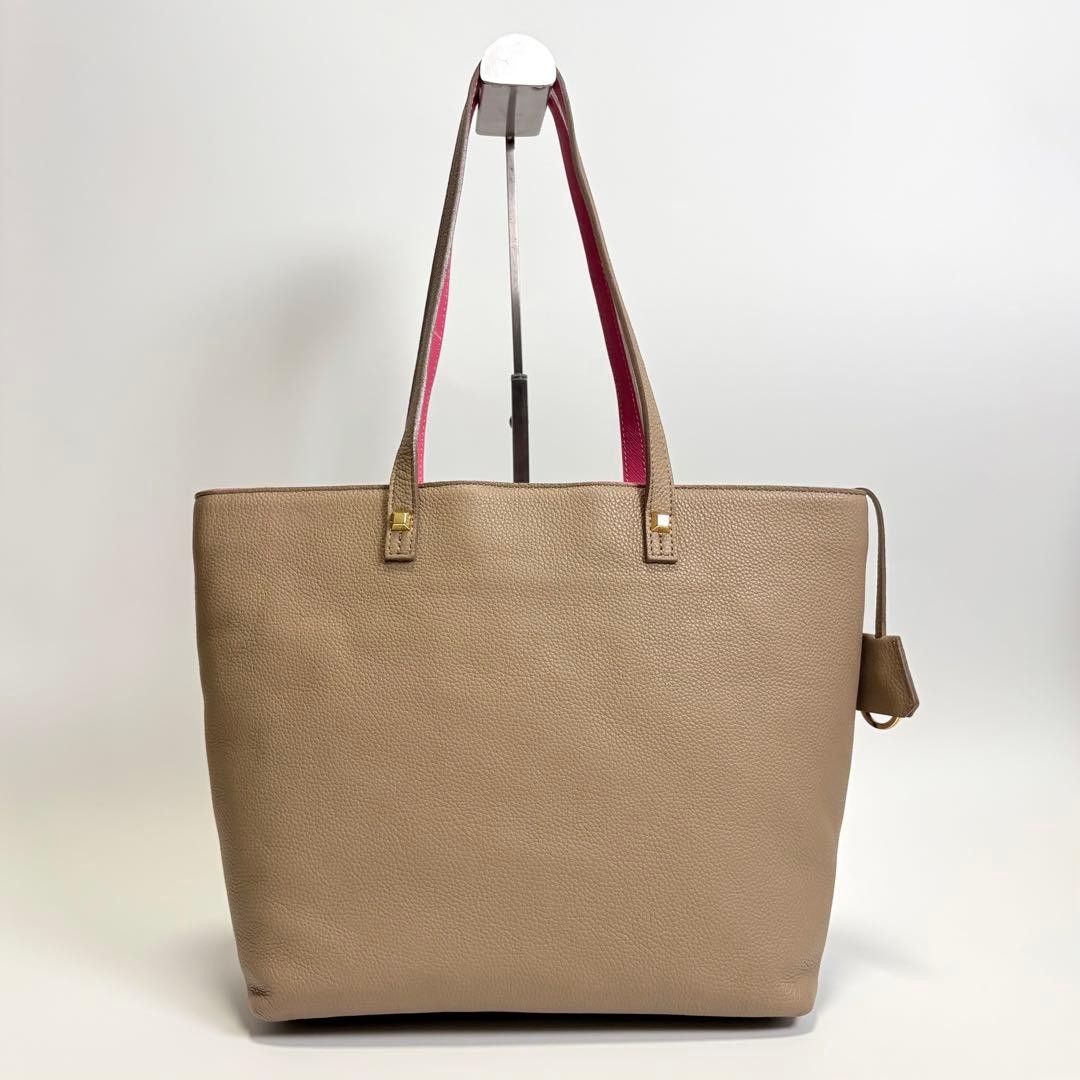 A.D.M.J. ADMJ Riders Pocket Leather Tote Bag Beige Shoulder Bag