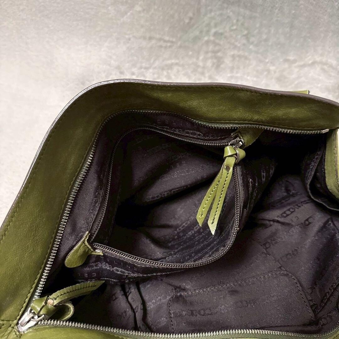 CELINE Handbag Leather Olive Green Vintage Authentic From Japan
