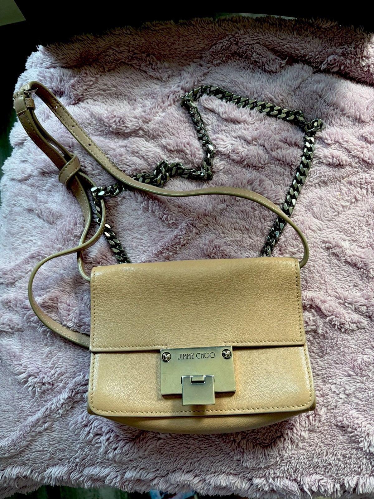 Jimmy Choo Champagne Lether Rebel Shoulder Bag