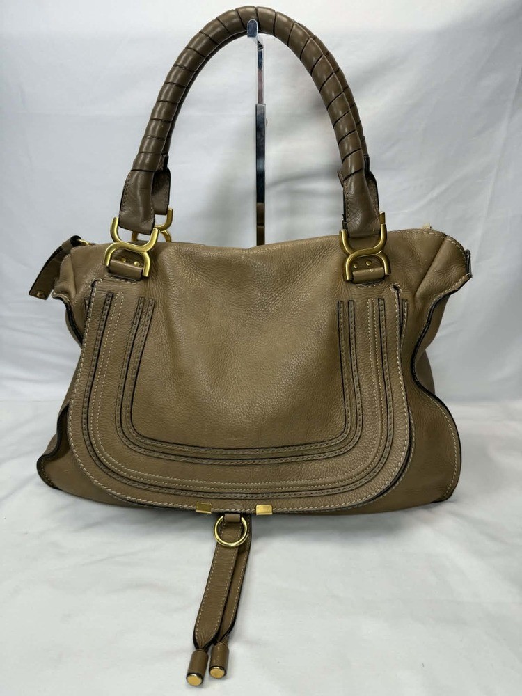Chloe Brown Leather Marcie Double Carry Crossbody Bag Large SPB-TS 365589