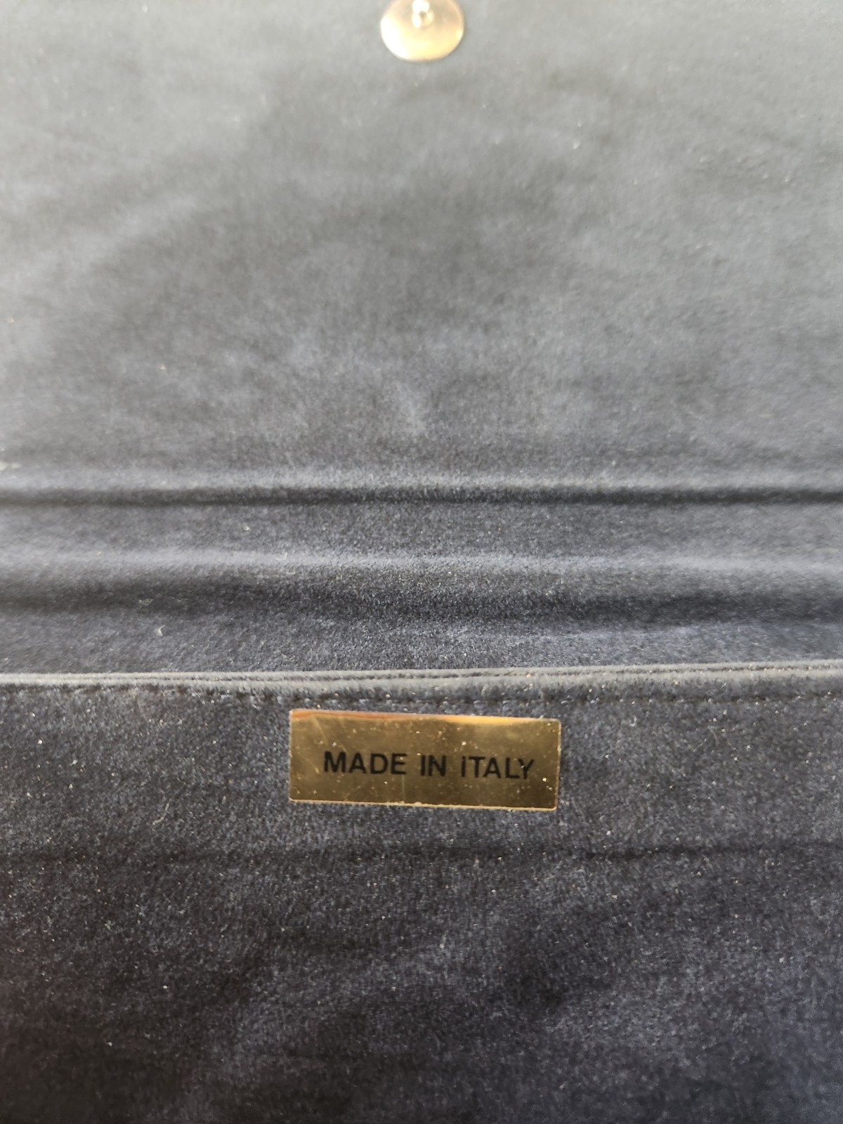VTG Pierre Cardin Paris Navy Leather Envelope Clutch Gold Logo Made in Italy 70s